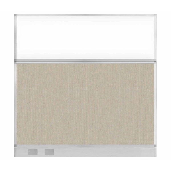 Hush Panel Configurable Cubicle Partition 6' x 6' Sand Fabric Clear Window w/ Cable Channel